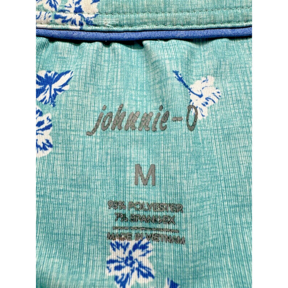 Johnnie O Polo Shirt Men's M Blue Floral‎ Mosaic Golf Stretch Performance - Picture 3 of 4